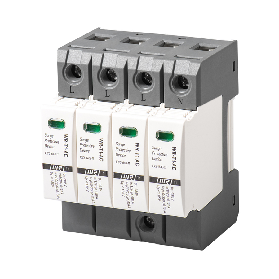 Type 1 AC 275V/385V/440V 4P/4+0 ln15kA limp12.5kA Surge Protector